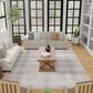 Central Oriental Rugease Velveteen Plaid 7"6" x 9"6" Beige and Ivory Area Rug, , large
