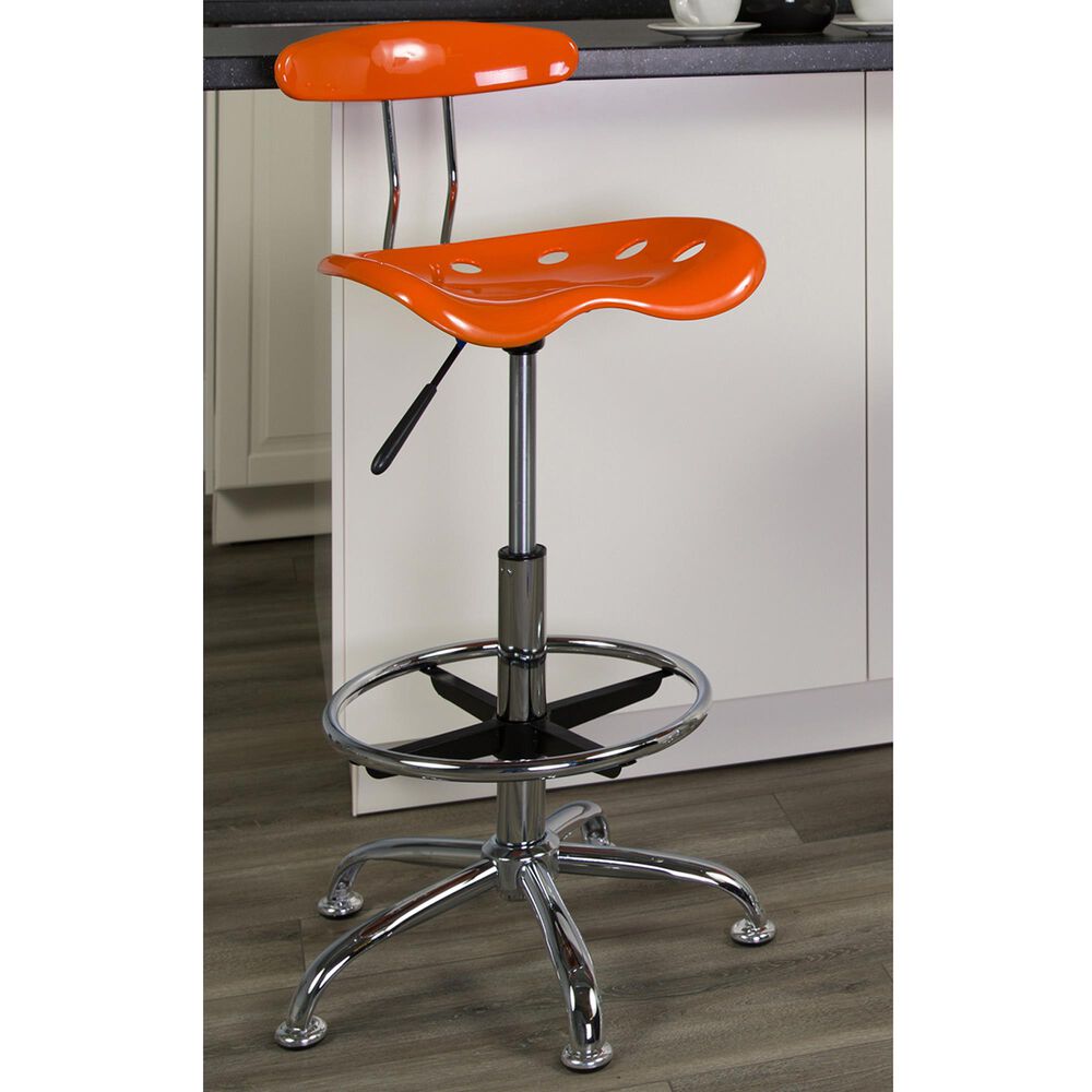 Flash Furniture Vibrant Drafting Stool in Orange, , large