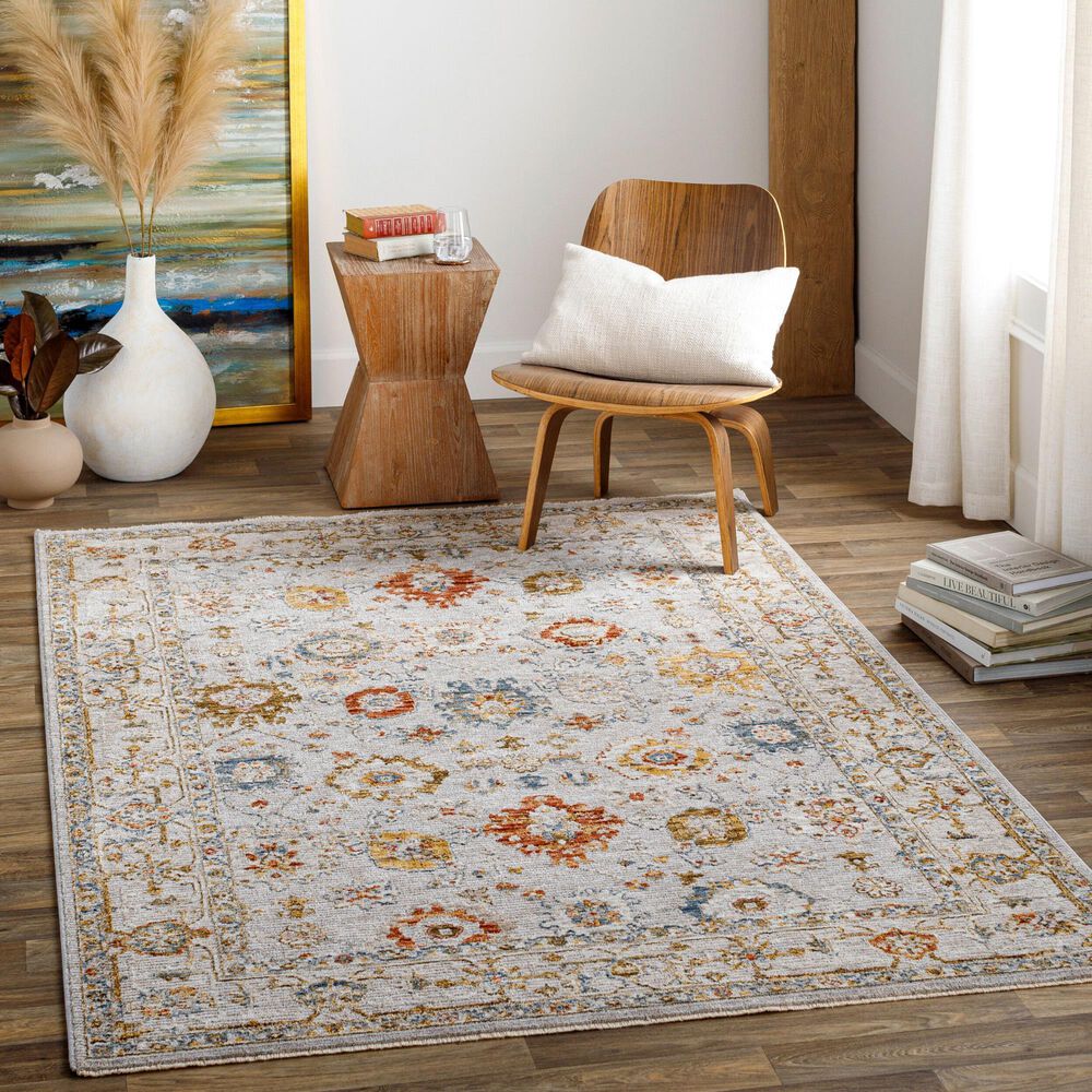 Surya Reina REN-2307 Light Gray, Cream, Denim, Rust, Mustard and Olive 6&#39;7&quot; x 9&#39;6&quot; Area Rug, , large
