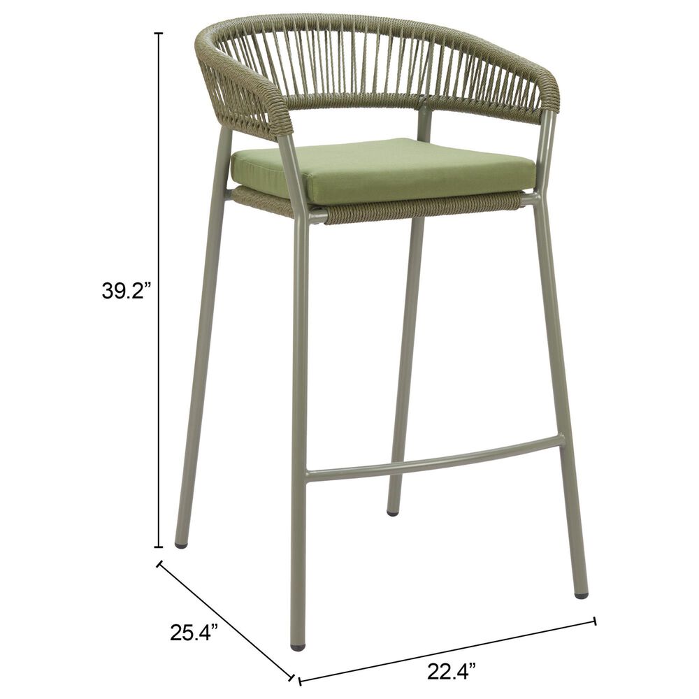 Zuo Modern Skye Patio Barstool in Green (Set of 2), , large