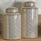 Maple and Jade 2-Piece Jar Set with Geometric Accents in Glossy Gold and White, , large