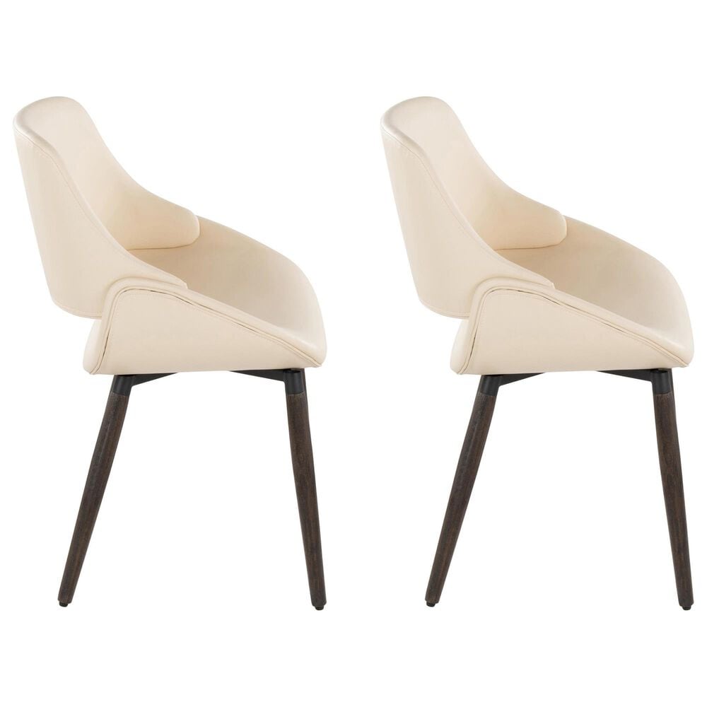 LumiSource Fabrico Side Chair with Cream Faux Leather Cushion in Dark Walnut (Set of 2), , large