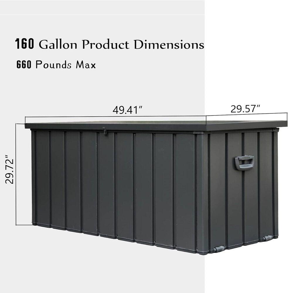 Hearth and Haven 160-Gallon Outdoor Storage Deck Box with Waterproof Material in Dark Gray, , large
