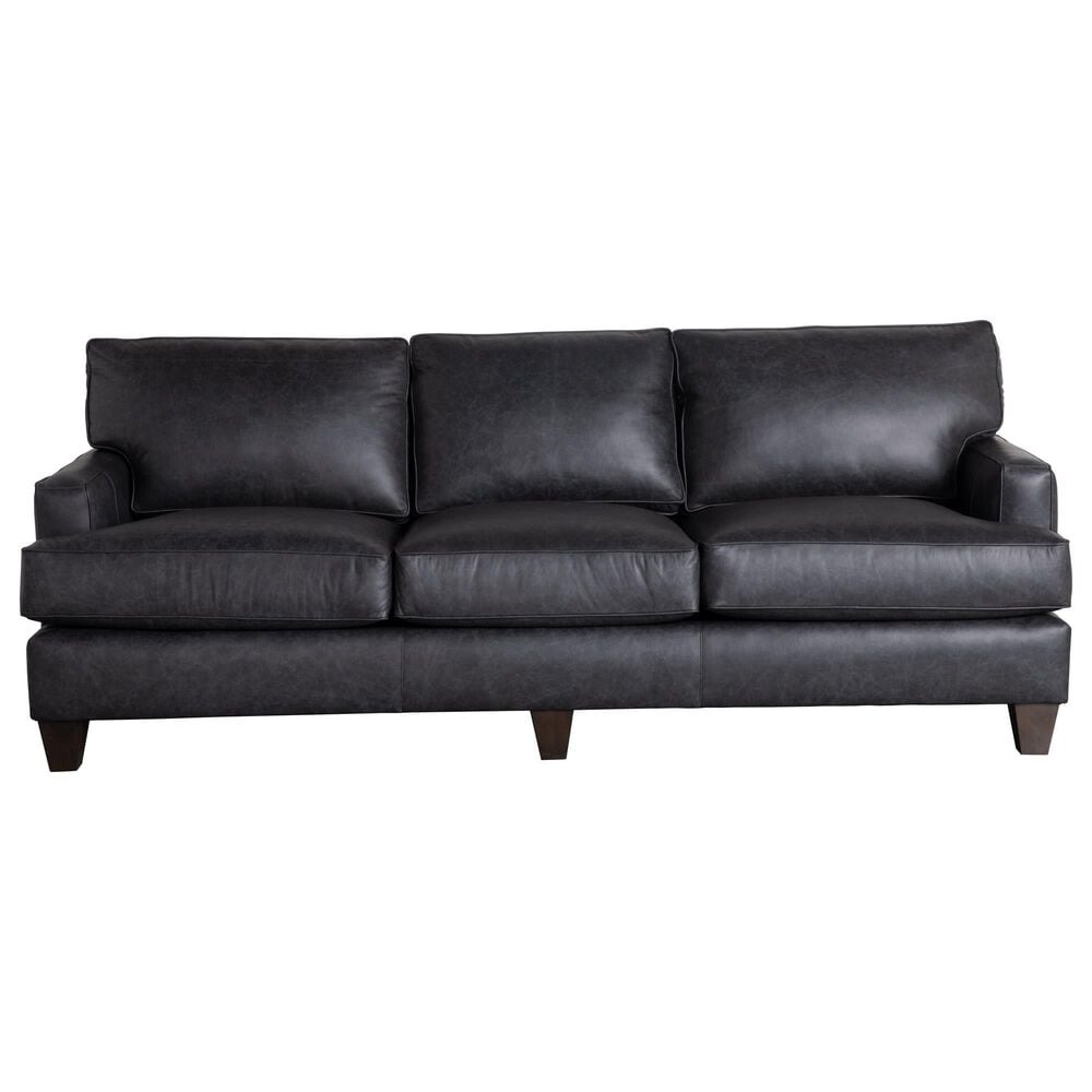 Hickorycraft Leather Stationary Sofa in Dark Gray, , large