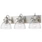 Golden Lighting Hines 3-Light Semi-Flush in Pewter with Seeded Glass, , large