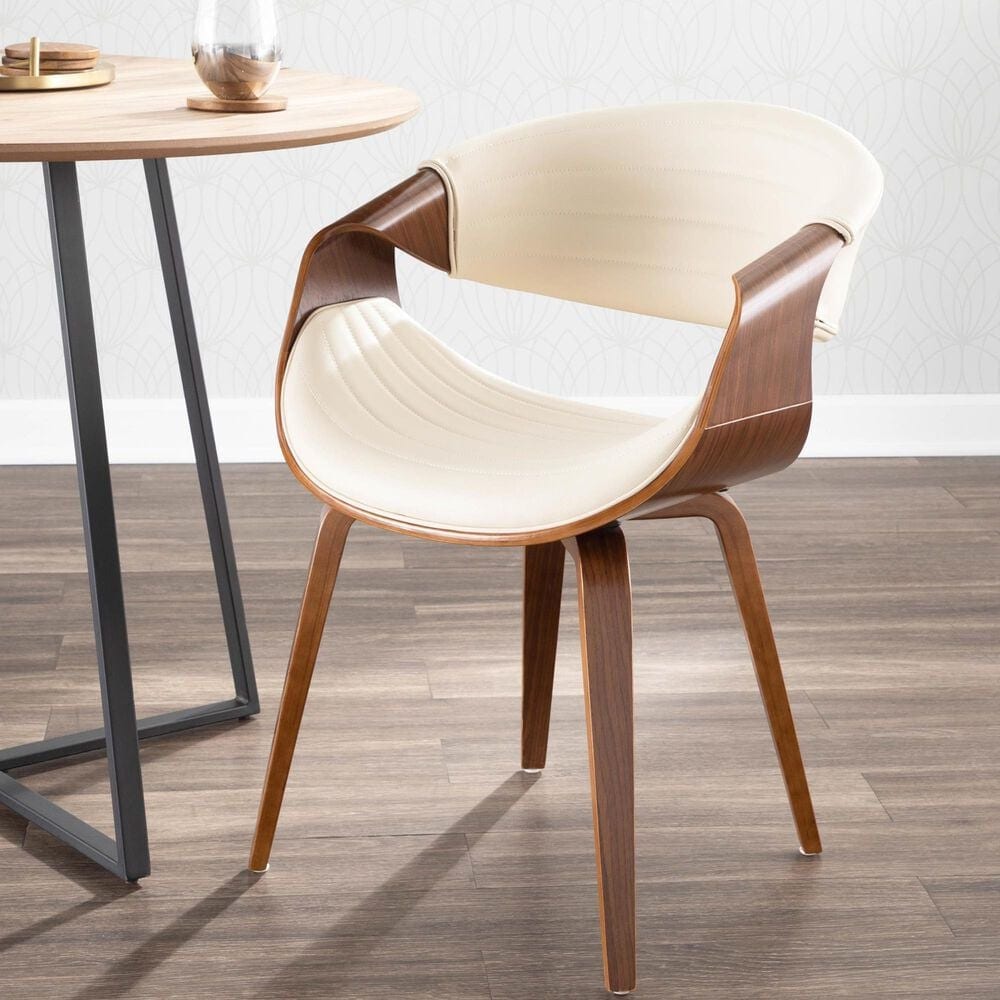 Lumisource Symphony Arm Chair with Cream Cushion in Walnut, , large