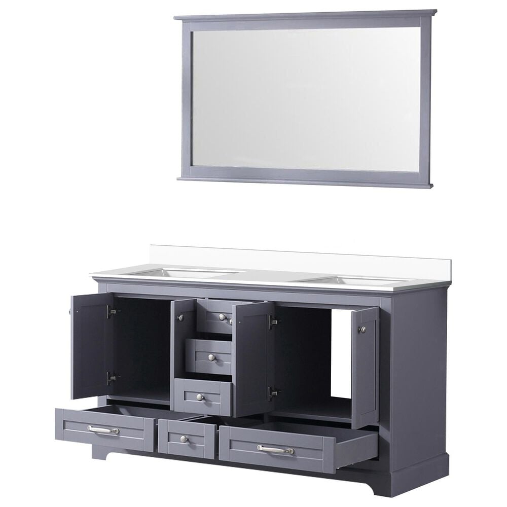 Lexora Home Dukes 60&quot; Double Bathroom Vanity in Espresso with 2 cm White Cultured Marble Top, Rectangular Sinks and 58&quot; Mirror, , large