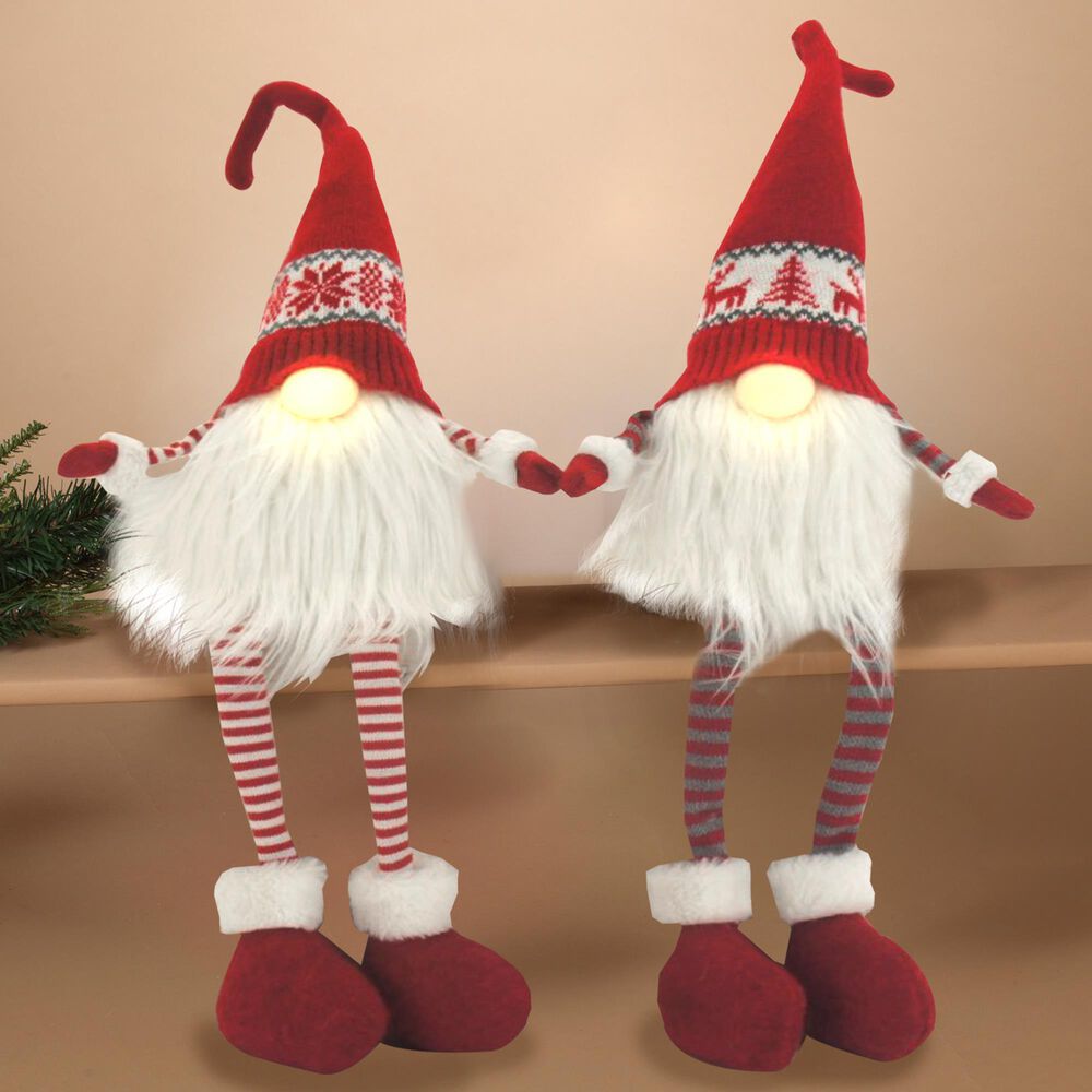 The Gerson Company Fabric Gnome Shelf Sitters in Red &#40;Set of 2&#41;, , large