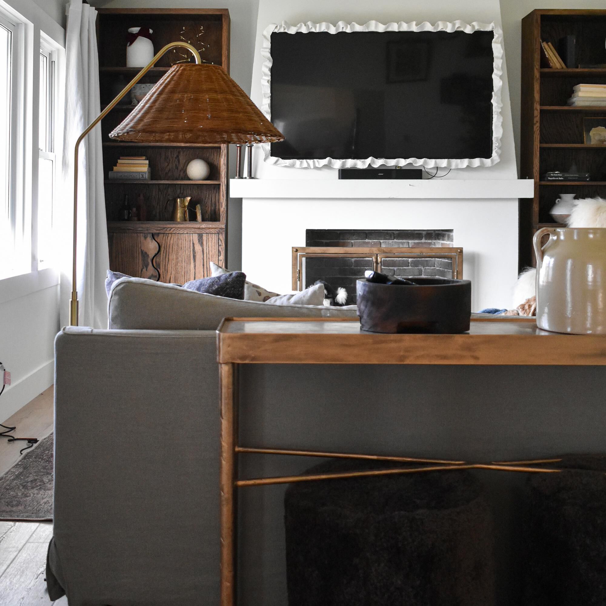 Mitzi Lighting Lauren Floor Lamp in Aged Brass and Texture Black