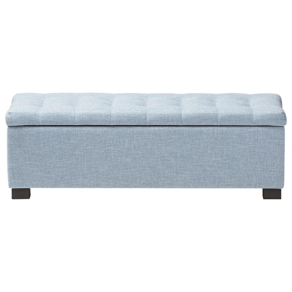 Baxton Studio Roanoke Upholstered Storage Ottoman Bench in Light Blue Nebraska Furniture Mart
