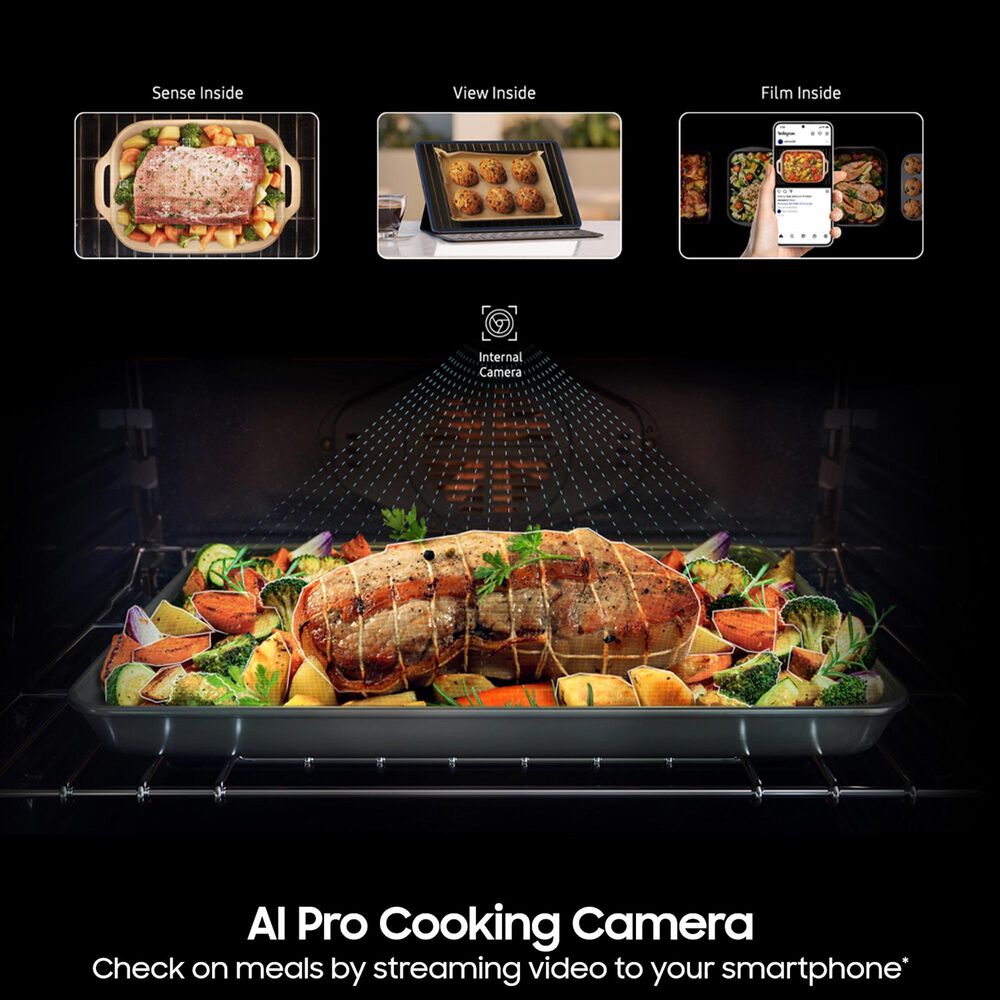 Samsung Bespoke 2-Piece Kitchen Package with White Bespoke 30" Double Wall Oven and Black 36" Induction Cooktop, , large