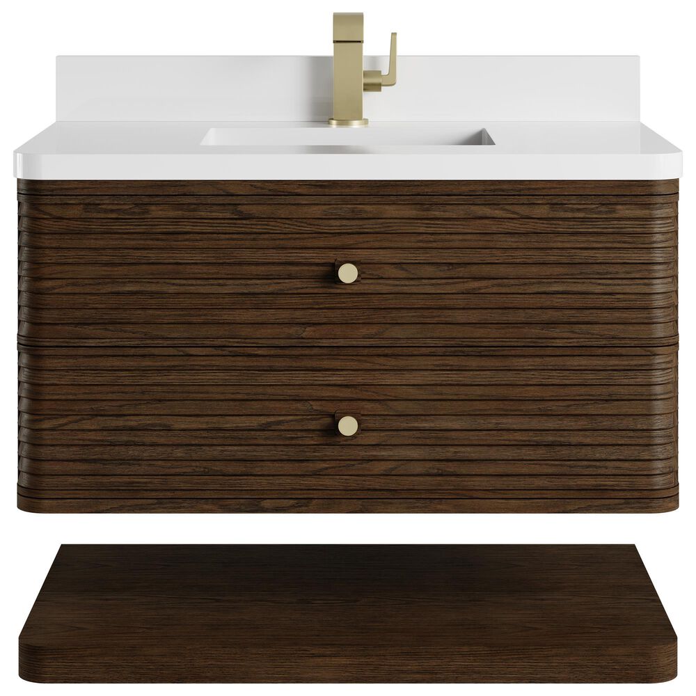 James Martin Allamari 36" Single Bathroom Vanity in Sable with Single Hole 3 cm White Zeus Silestone Top and Rectangular Sink, , large