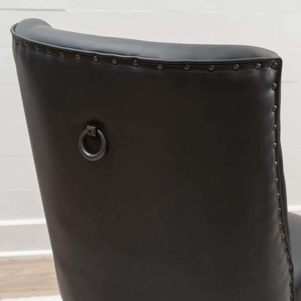 Linon Home Decor Adler Side Chair with Black Faux Leather Cushion in Black, , large