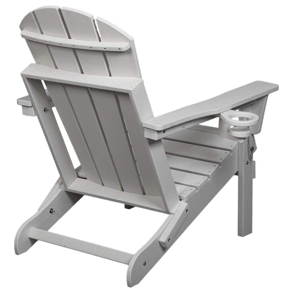 Hearth and Haven 34" Outdoor Folding Adirondack Chair with Cup Holder in White, , large