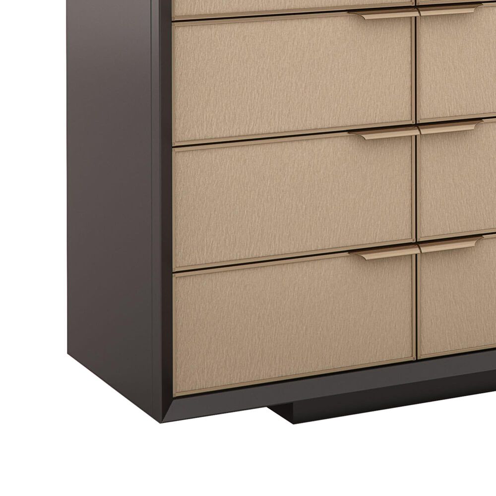 Schnadig Classic All Wrapped Up 12-Drawer Dresser in Dark Chocolate and Champagne Gold, , large