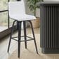Armen Living Vienna Swivel Bar Height Stool with Snow White Upholstery in Black Brushed, , large