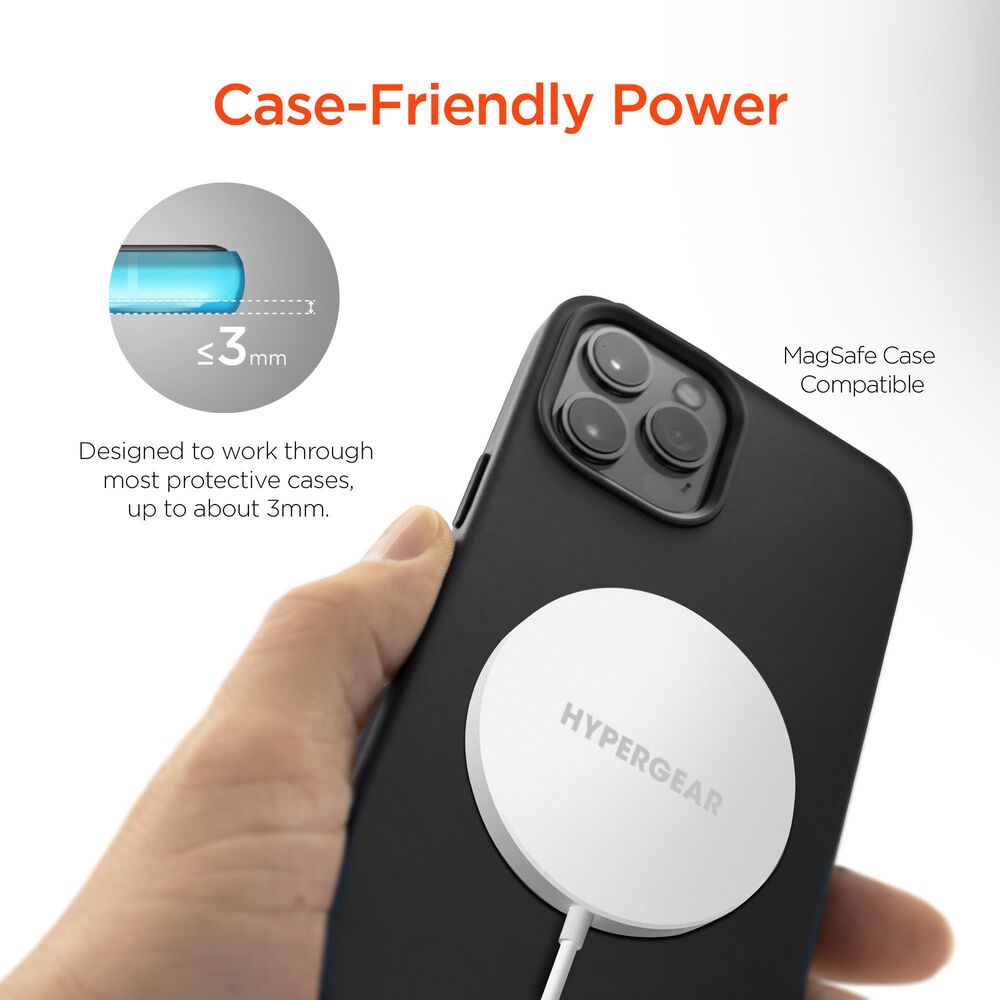 Hypercel Magnetic 15W Wireless Charger in White, , large