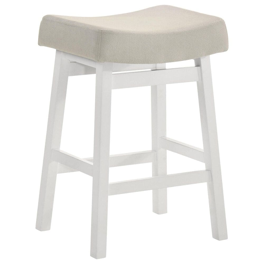 Armen Living Lenon Counter Height Stool in White, , large