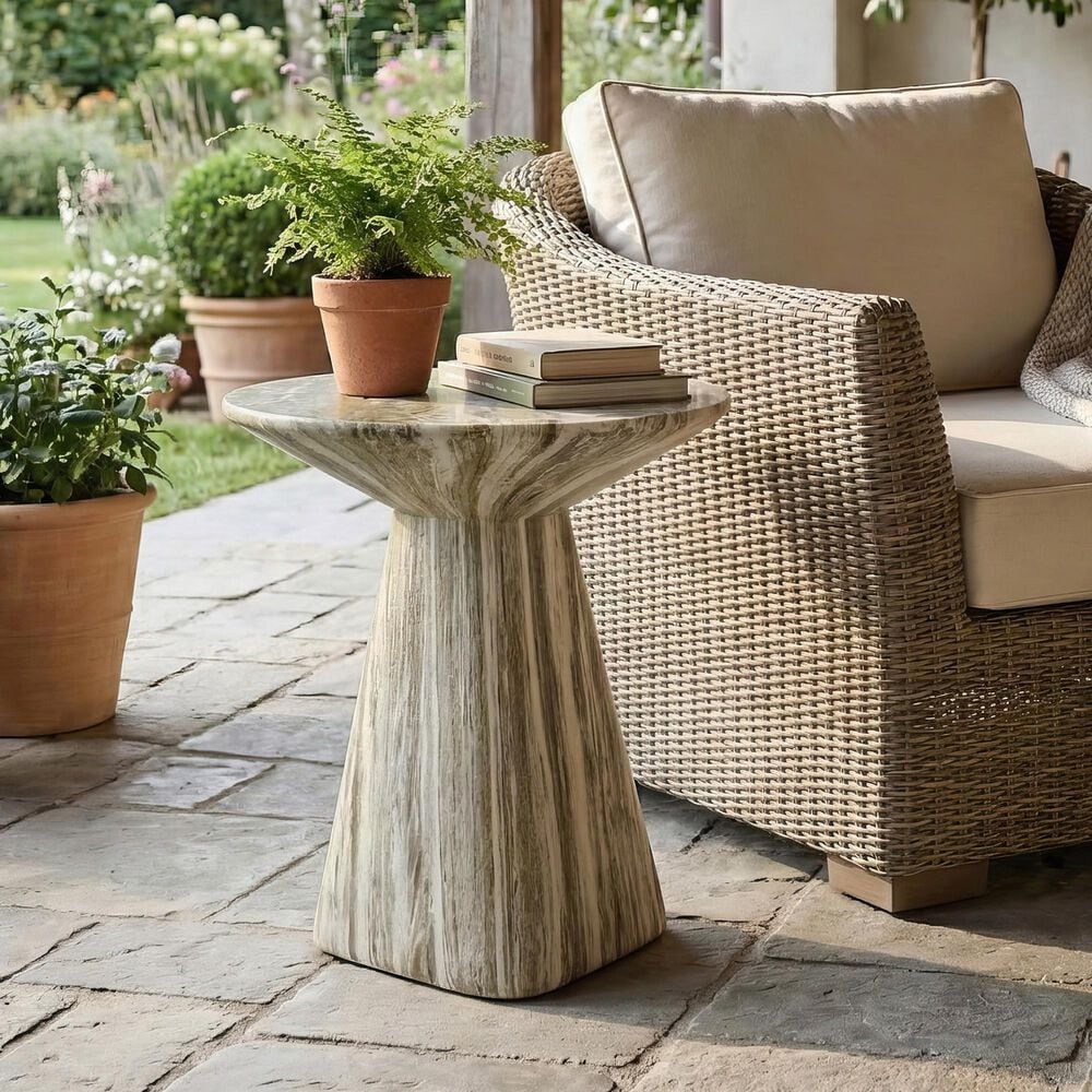Furniture of America Karvyn 18" Travertine Side Table in Gray, , large