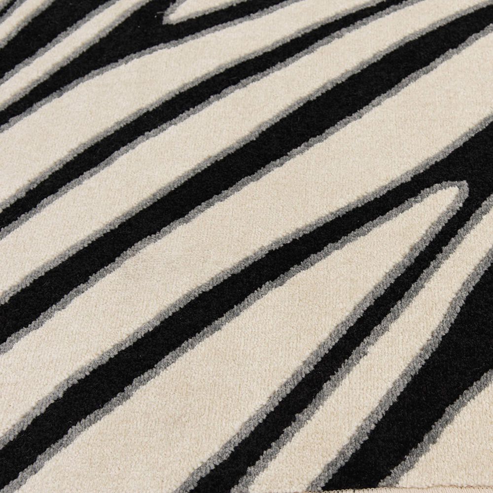 Central Oriental Terrace Tropic Jayla 6&#39;7&quot; x 9&#39;6&quot; White and Black Area Rug, , large