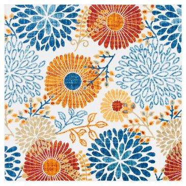 Safavieh Cabana CBN832A 4" Square Creme and Red Indoor/Outdoor Area Performance Rug, , large