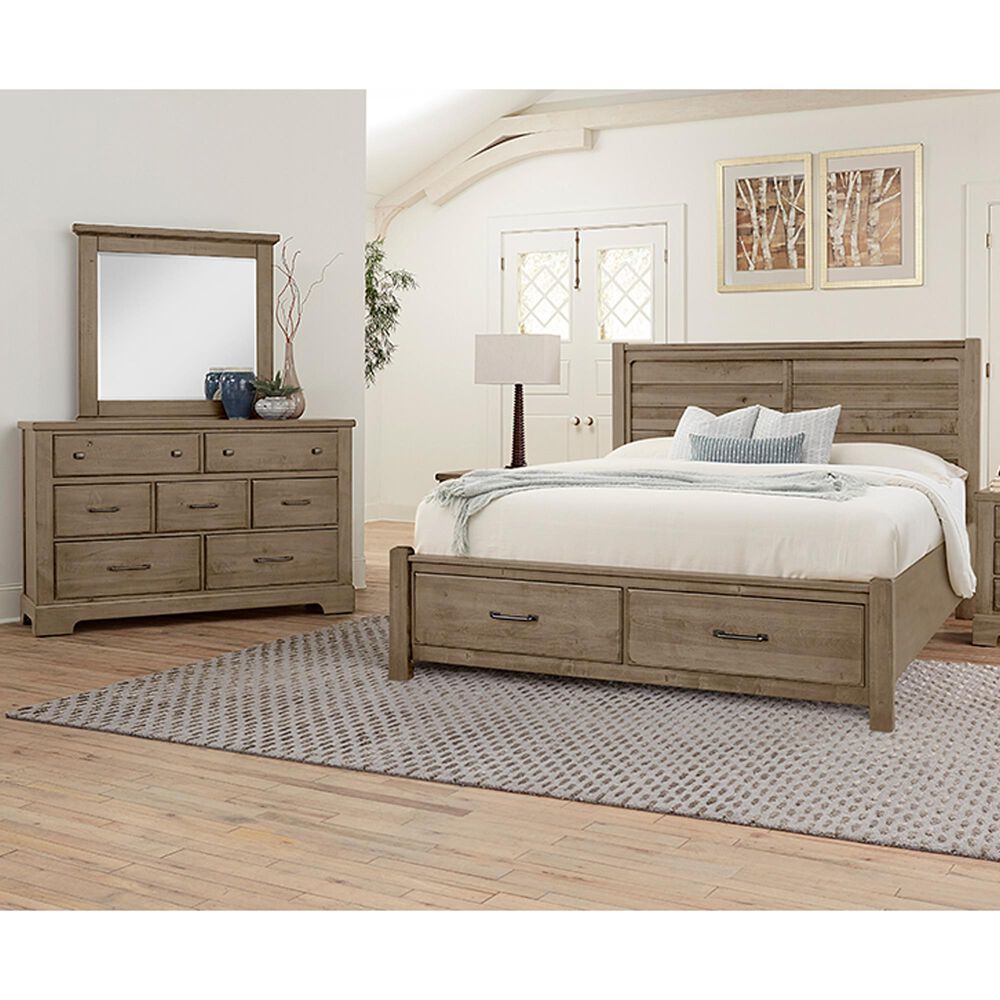 Viceray Collections Cool Rustic 3-Piece Queen Plank Bedroom Set with Storage in Stone Grey, , large
