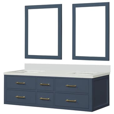 Lexora Home Castor 60" Double Bathroom Vanity in Black with 2 cm White Cultured Marble Top, Rectangular Sinks and 28" Mirrors, , large