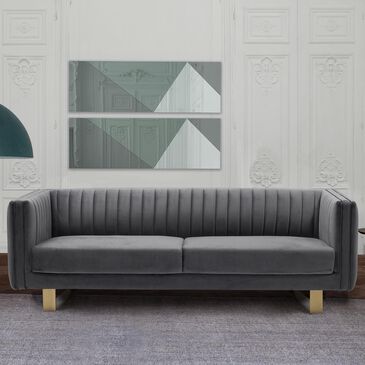 Blue River Delilah Sofa in Dark Grey and Matte Gold, , large