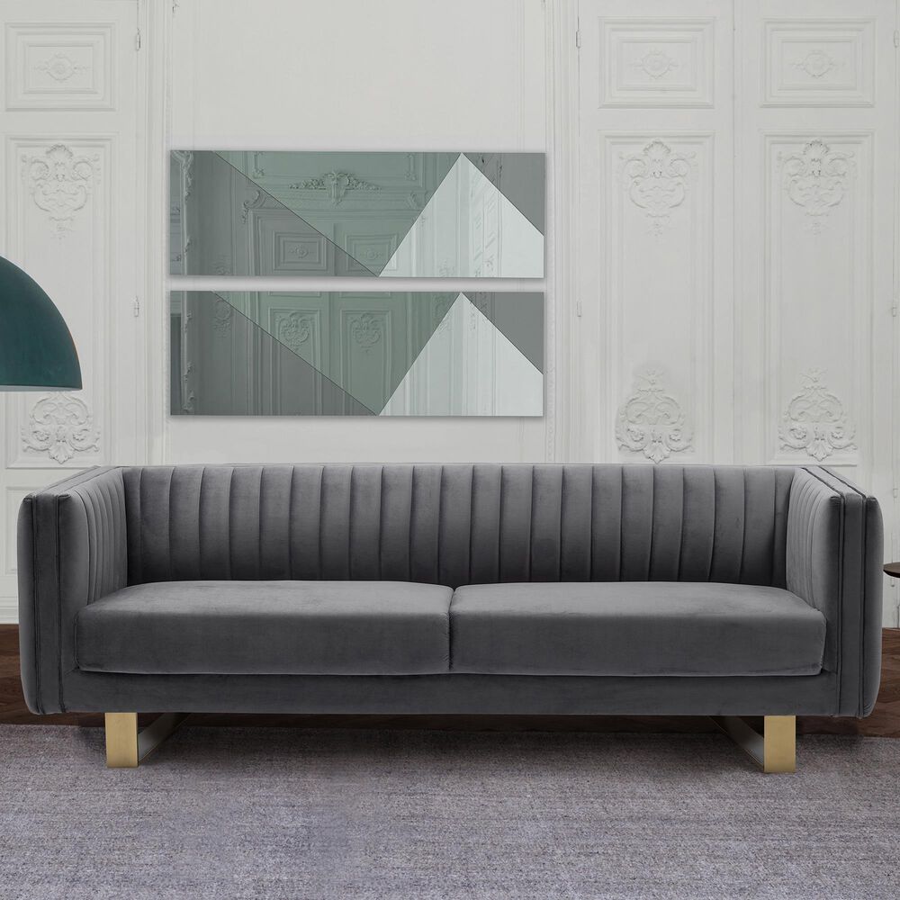 Blue River Delilah Sofa in Dark Grey and Matte Gold, , large