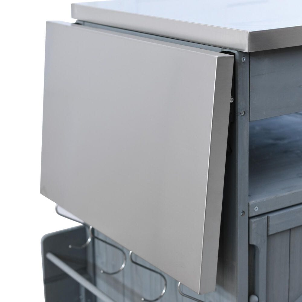 HOMLUX 40.5" Outdoor Kitchen Island with One Drawer in Blue Grey and Stainless Steel, , large