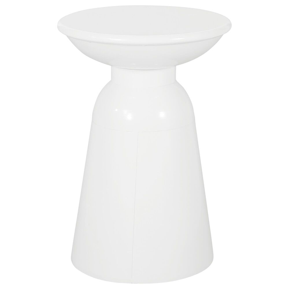 Hearth and Haven Large Patio End Table with Circular Design in White, , large