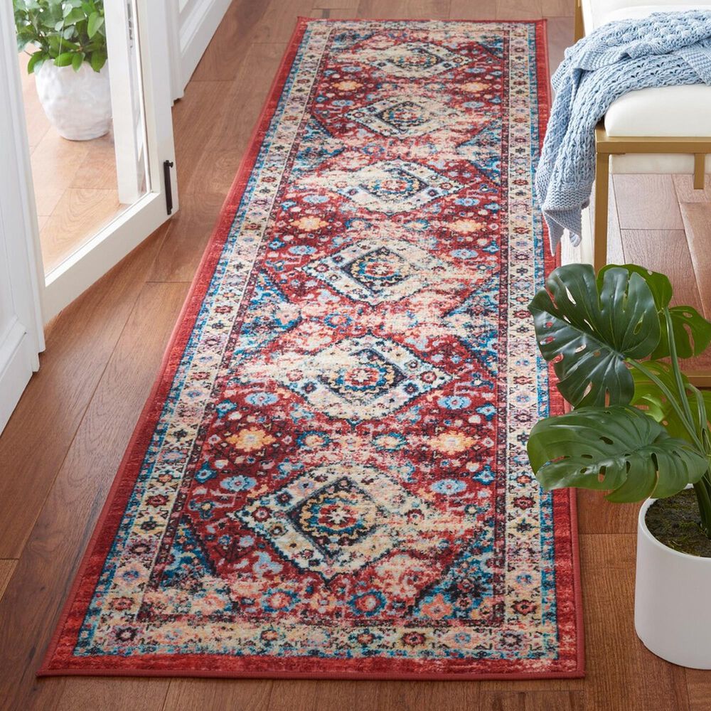 Safavieh Riviera 2&#39;2&quot; x 9&#39; Red and Blue Runner, , large
