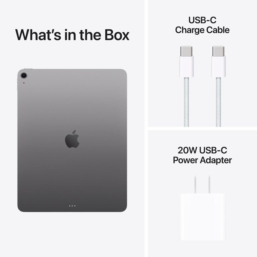Apple 13-Inch iPad Air M3 Chip Wi-Fi 128GB in Space Gray &#40;Latest Model&#41; with 2-Year AppleCare+, , large