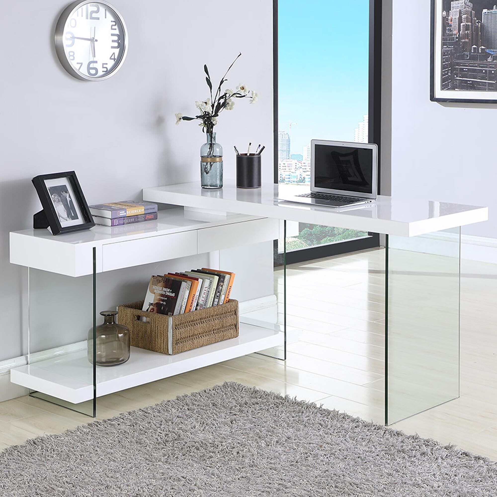 Clear l shaped desk new arrivals