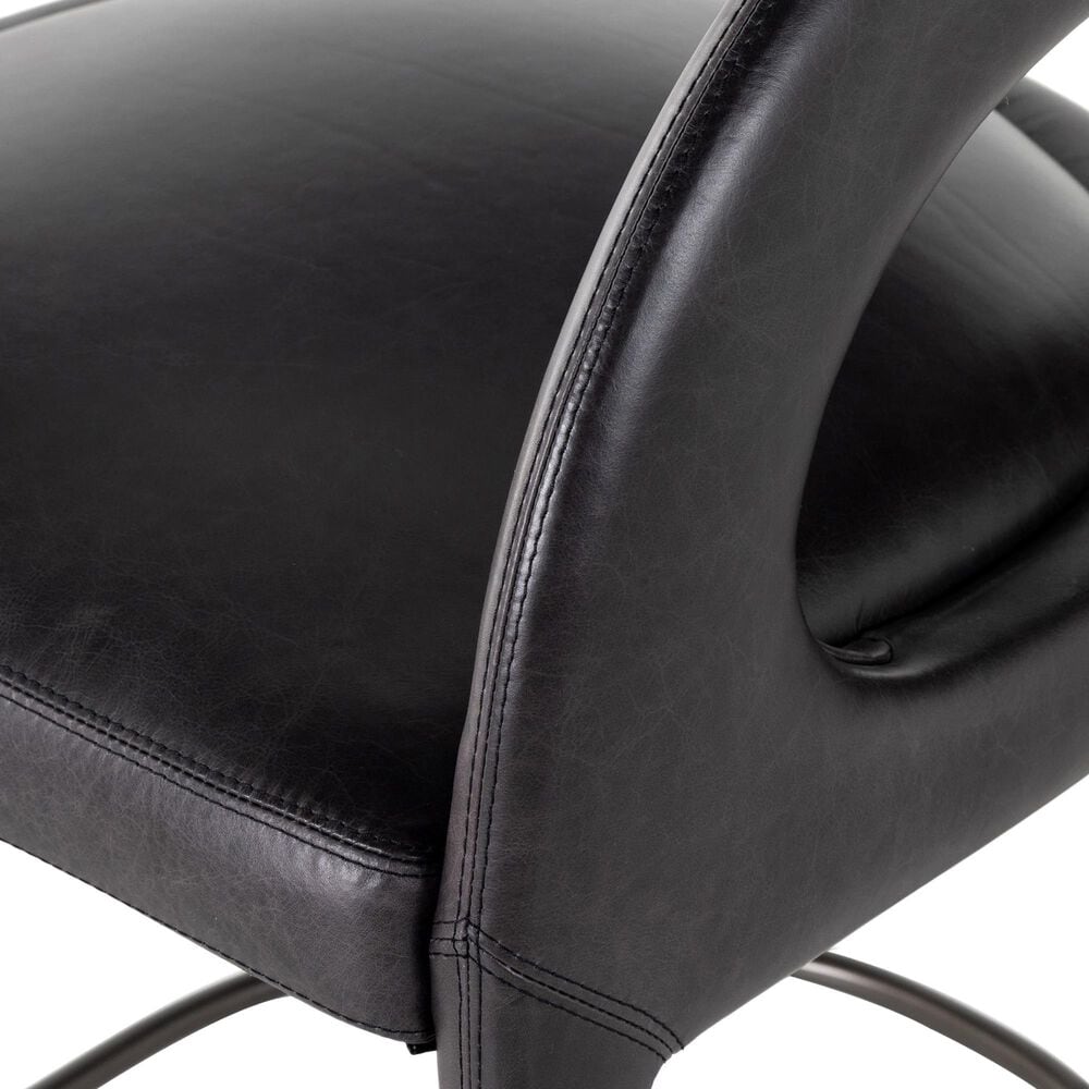 Four Hands Hawkins Counter Stool in Sonoma Black Top Grain Leather, , large