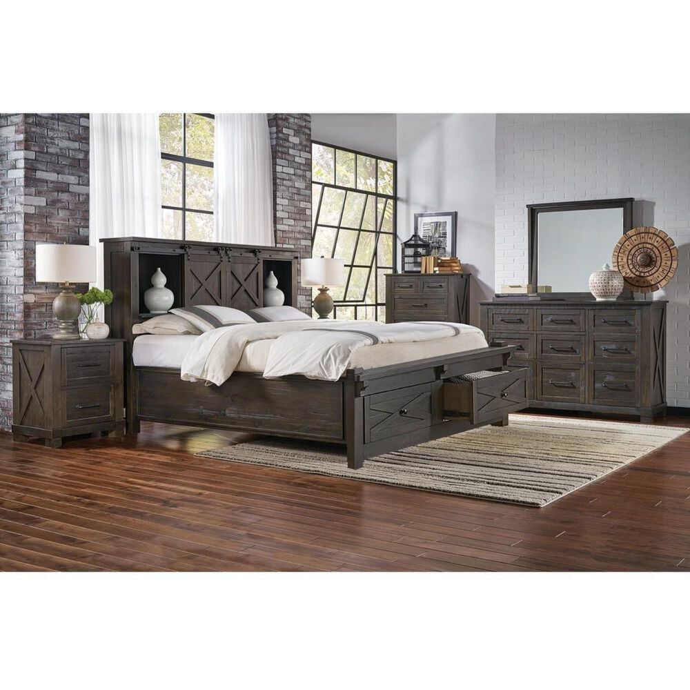 A-America Sun Valley 4 Piece King Storage Bedroom Set in Charcoal, , large