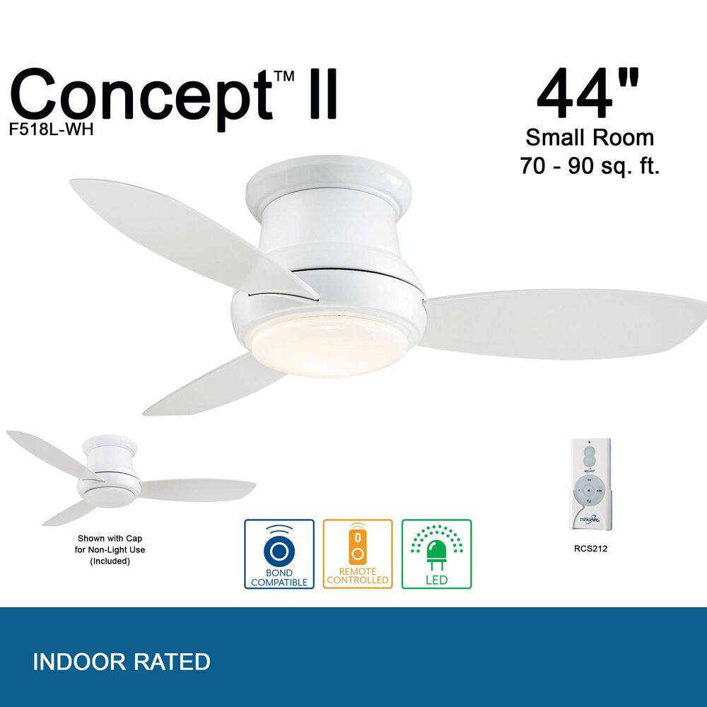 Minka-Aire Concept II 44" Flush Mount Ceiling Fan with LED Light in White, , large