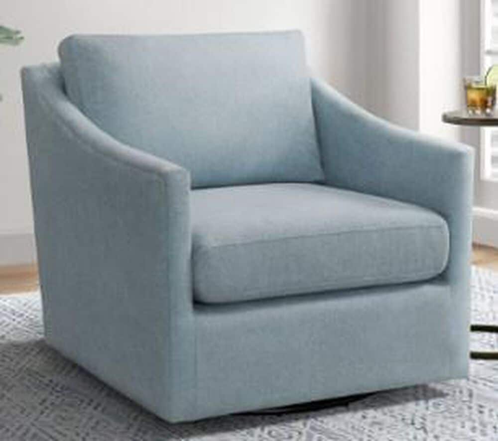 Mayberry Hill Acacia Swivel Chair in Light Blue, , large