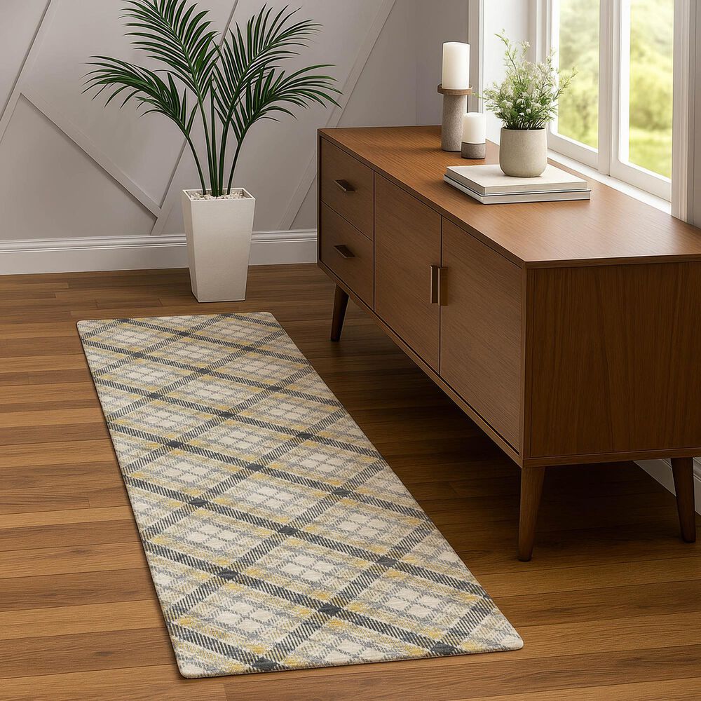 Dalyn Rug Company Soft Essentials Plaid Granite 2'3" x 7'6" Indoor/Outdoor Runner, , large