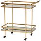 Baxton Studio Destin 2-Tier Mobile Wine Bar Cart in Brushed Gold and Clear, , large