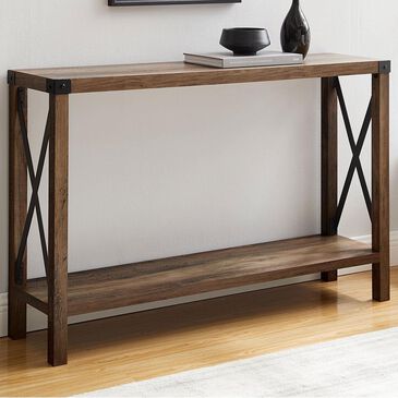 Walker Edison Metal X Entryway Table in Rustic Oak, , large