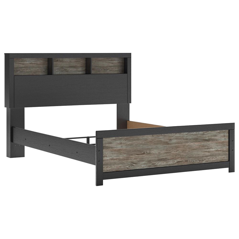 Ashley Broachmyn 5 Piece Queen LED Bookcase Bed Set in Black and Gray, , large