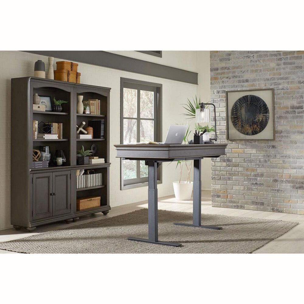 Riva Ridge Oxford 60&quot; Lift Desk in Peppercorn and Black, , large