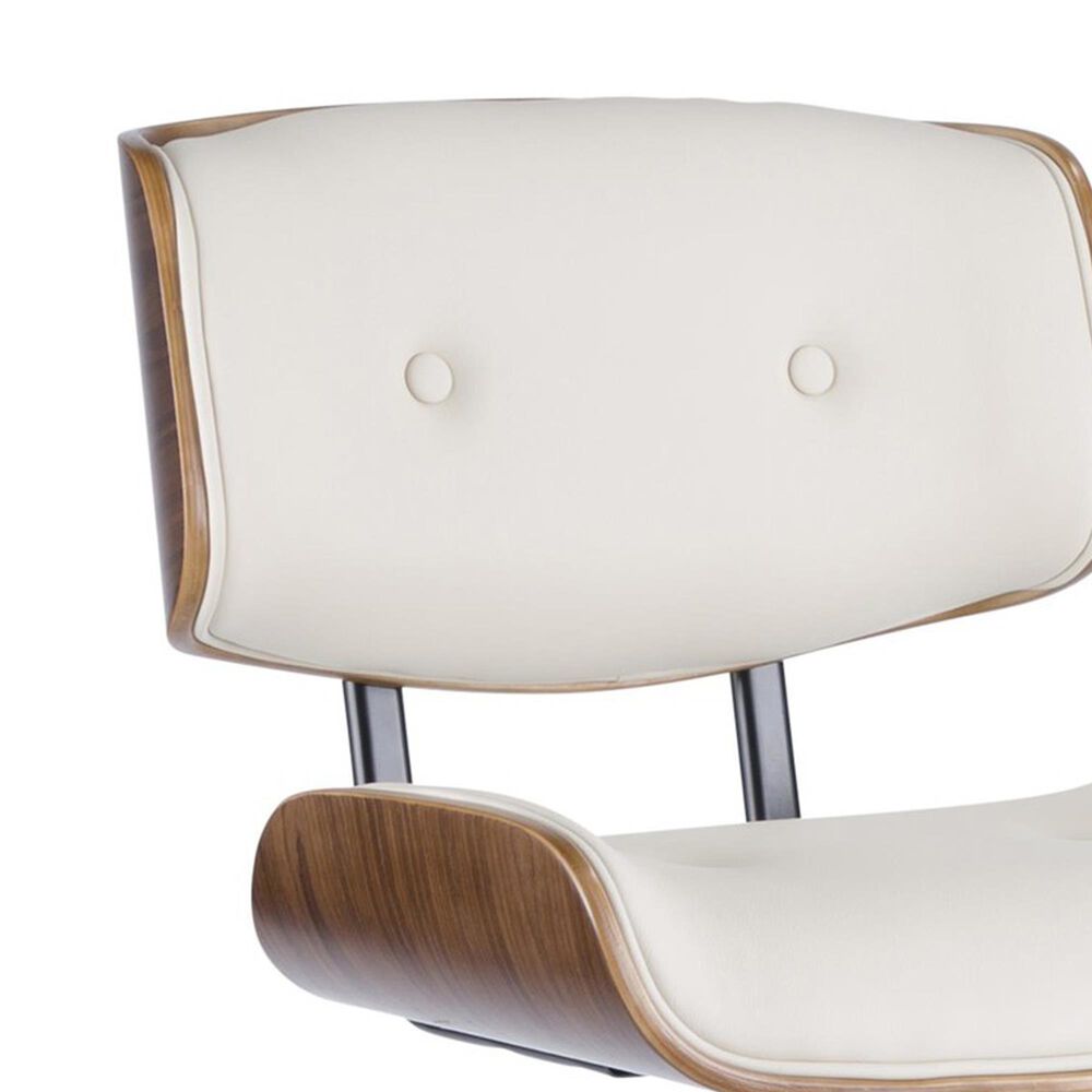 LumiSource Lombardi Swivel Adjustable Barstool with Cream Cushion in Black and Walnut, , large
