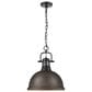 Golden Lighting Duncan 1-Light Pendant with Chain and Rubbed Bronze Shade in Matte Black, , large