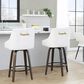 LumiSource Hannah Swivel Counter Stool with White Faux Leather Upholstery in Walnut and Black (Set of 2), , large