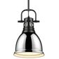Golden Lighting Duncan 1-Light Small Pendant with Rod and Chrome Shade in Matte Black, , large