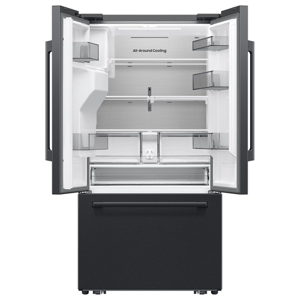 Samsung Bespoke AI 29 Cu. Ft. French Door Refrigerator with Zero Clearance Fit and Sphere Ice in Matte Black Steel, , large