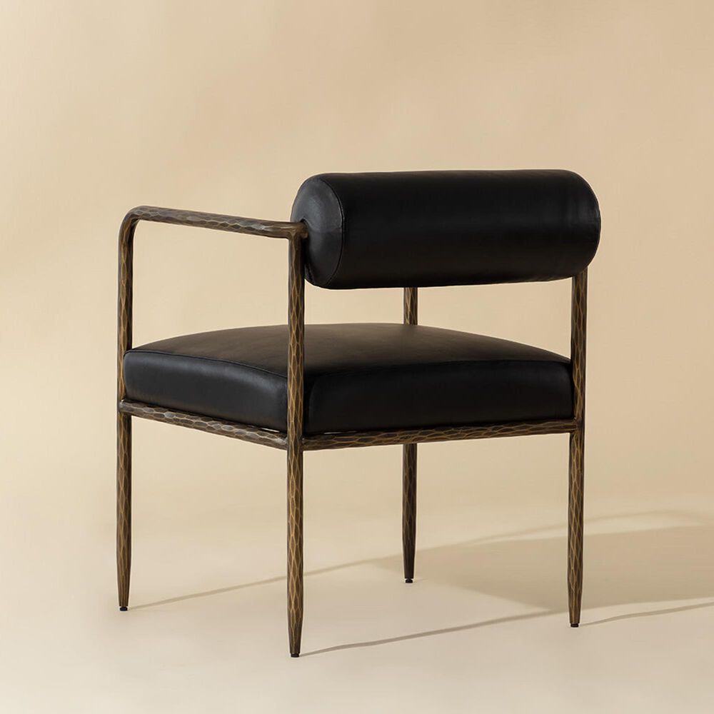 Club Collection By Sunpan Ajani Arm Chair with Charcoal Black Cushion in Antique Brass, , large