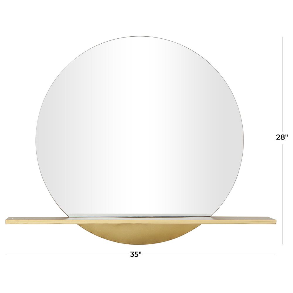Maple and Jade 35&quot; 1-Shelf Wall Mirror in Gold, , large